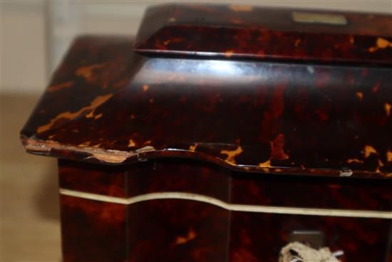 A 19th century tortoiseshell tea caddy